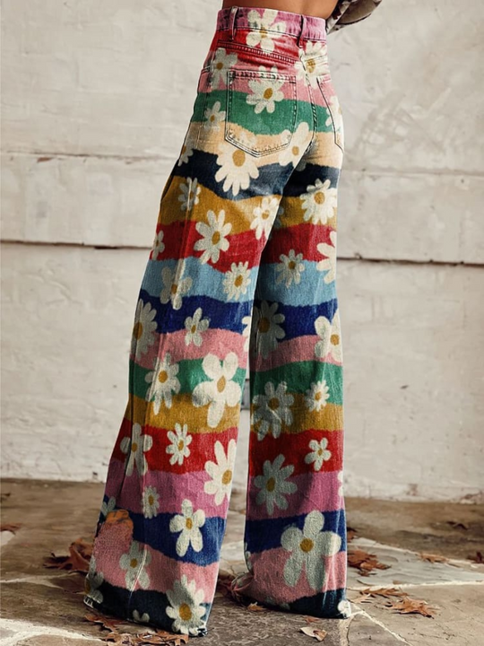 Julia™ | Retro Flowers Wide-Leg Trousers