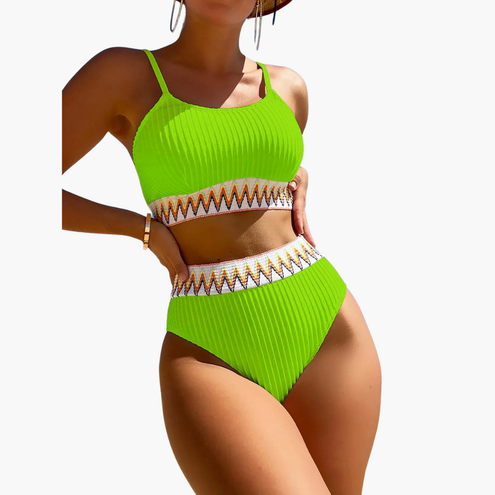 Ribbed High Waist Bikini - Women’s Flattering Swimwear Set
