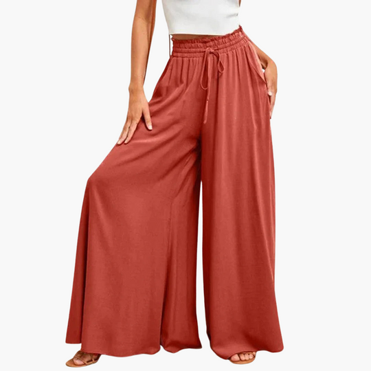 Elegant Wide-Leg Summer Trousers - Women's Lightweight Fit