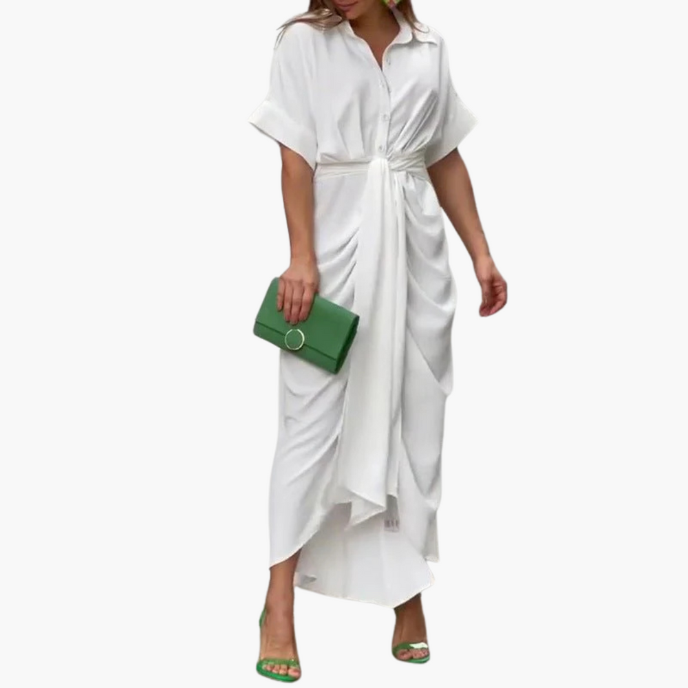 Floral Midi Shirt Dress for Women - Button-Front & Belted