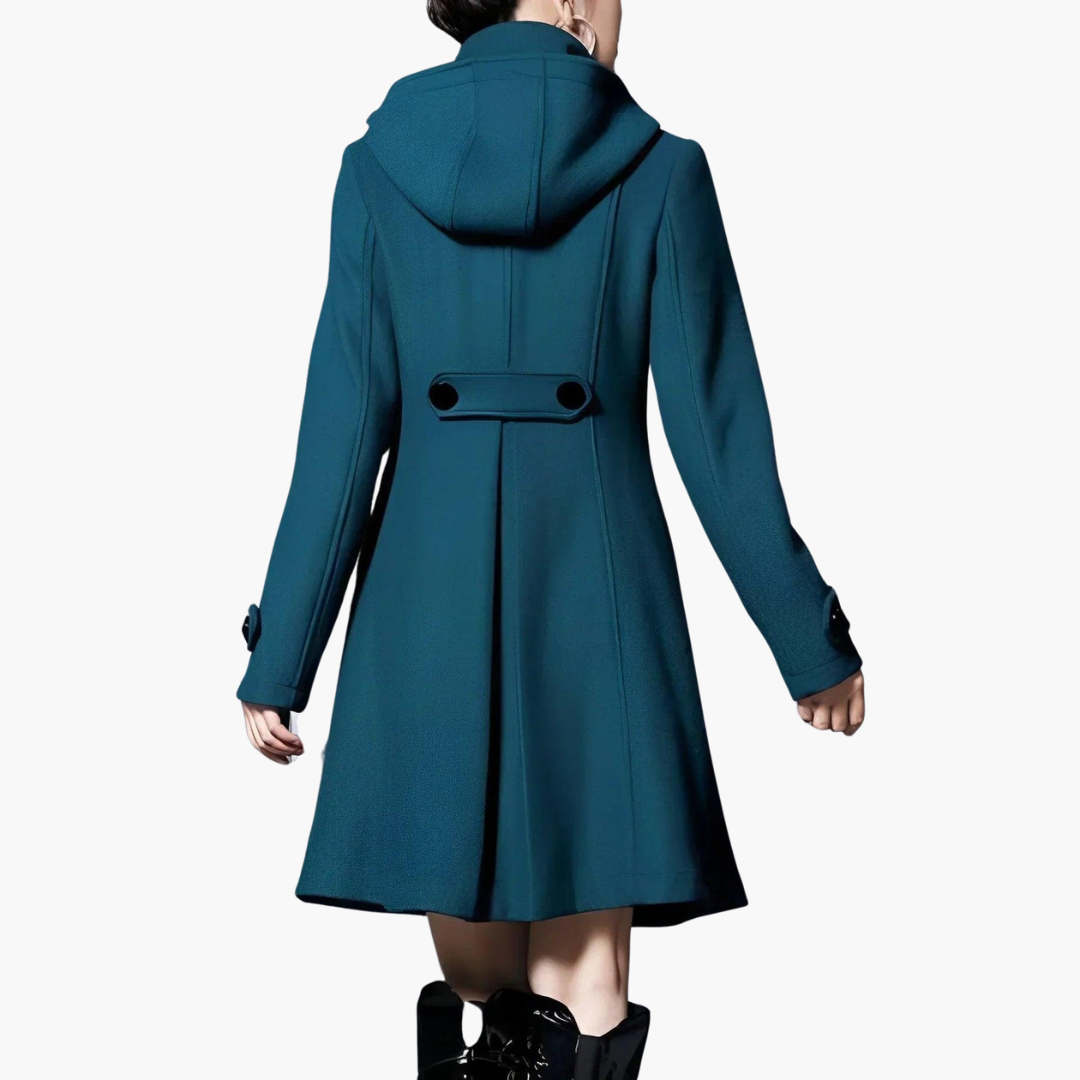 Fit & Flare Winter Coat – Women's Hooded Buttoned Elegance