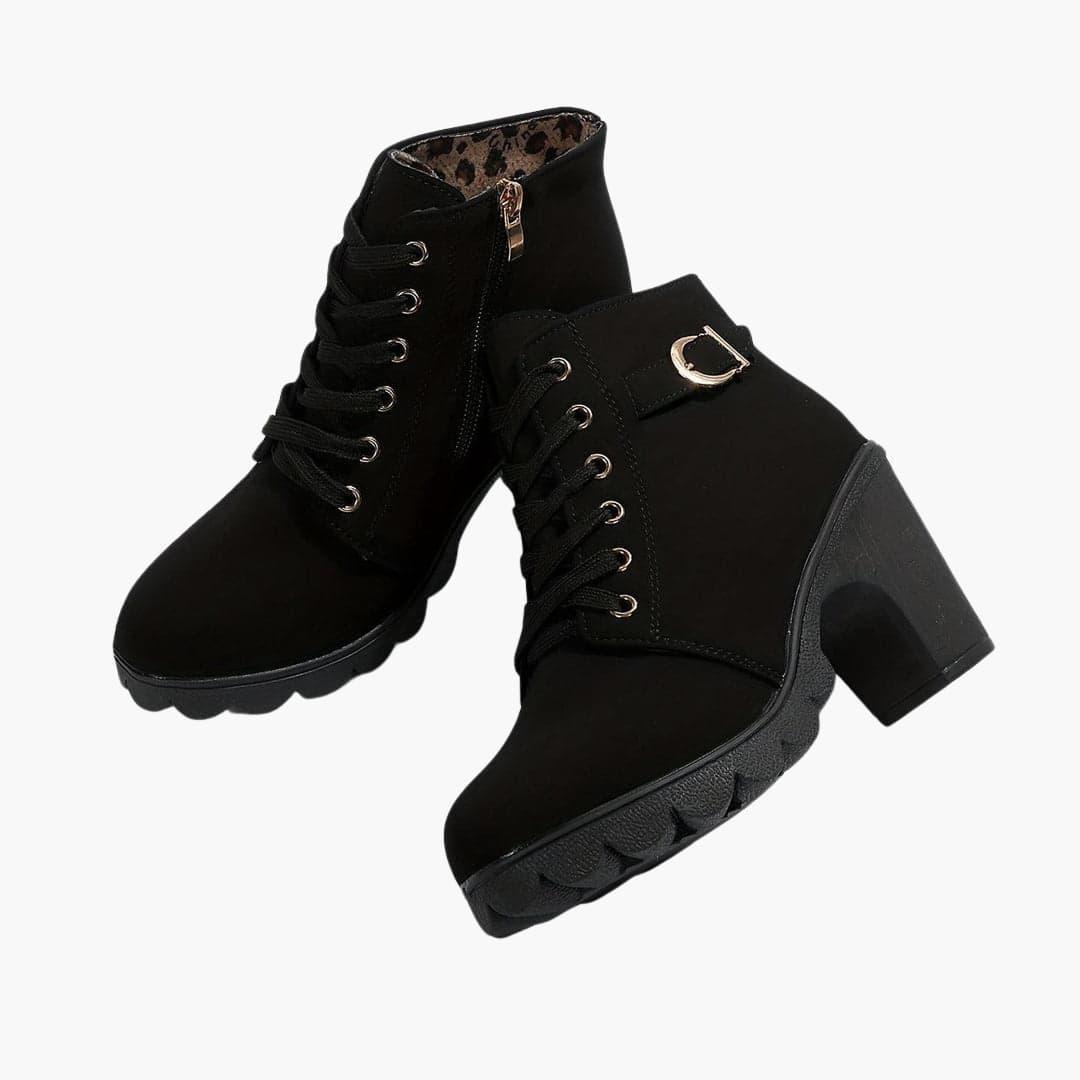 Suede Heeled Ankle Boots – Women's Stylish Winter Footwear