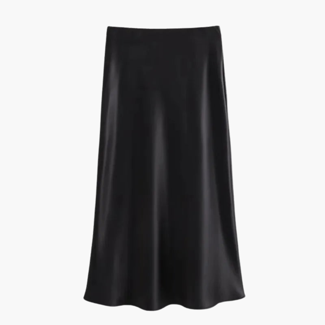 Elegant Satin High-Waist Midi Skirt – Women's Flattering Fit