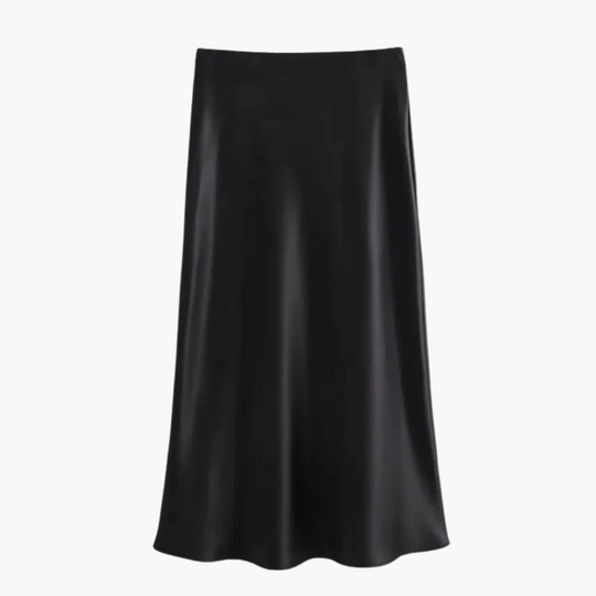 Elegant Satin High-Waist Midi Skirt – Women's Flattering Fit