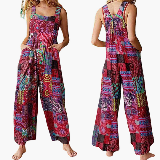 Airy summer jumpsuit - stylish design for women with patchwork