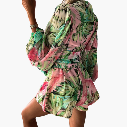 Tropical Wrap Playsuit - Lightweight Women’s Beach Outfit