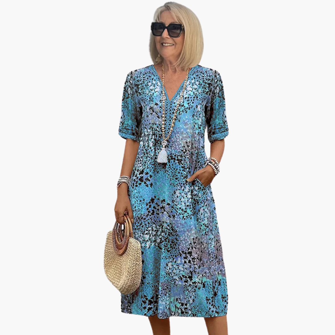 Floral Midi Dress for Women - V-neck, Comfortable & Stylish