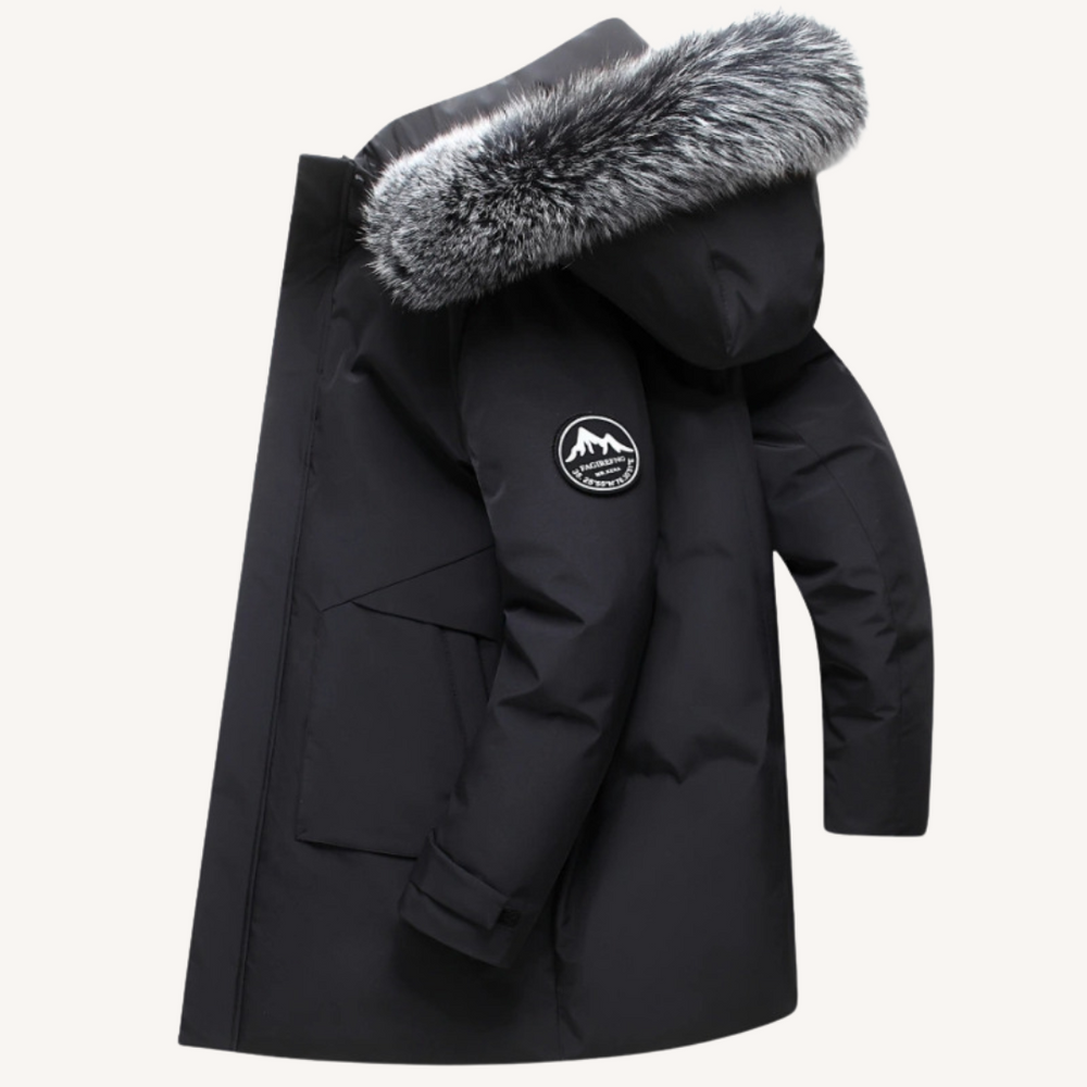 Stetson | Hooded Down Coat with Faux Fur Collar