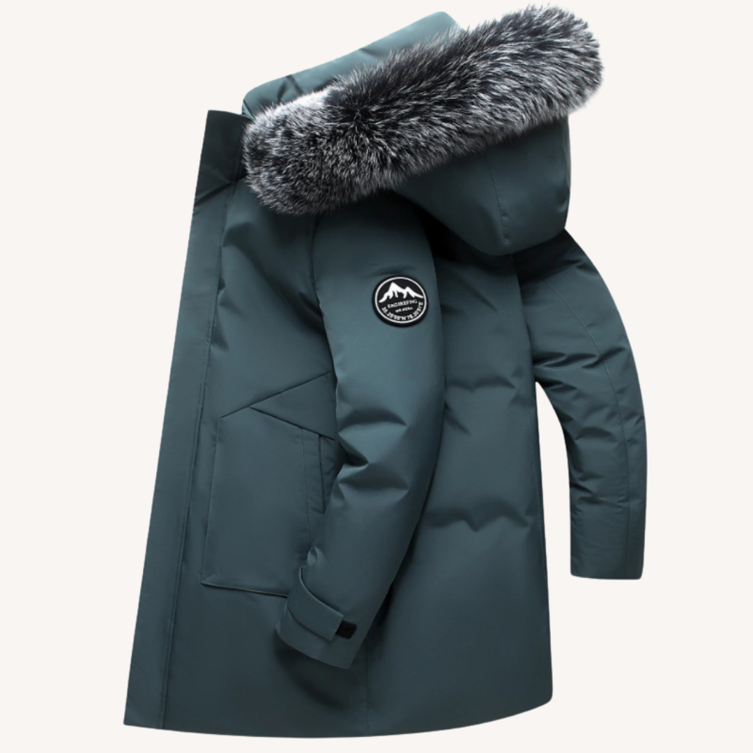 Stetson | Hooded Down Coat with Faux Fur Collar