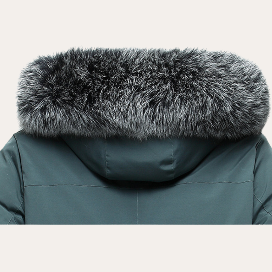 Stetson | Hooded Down Coat with Faux Fur Collar