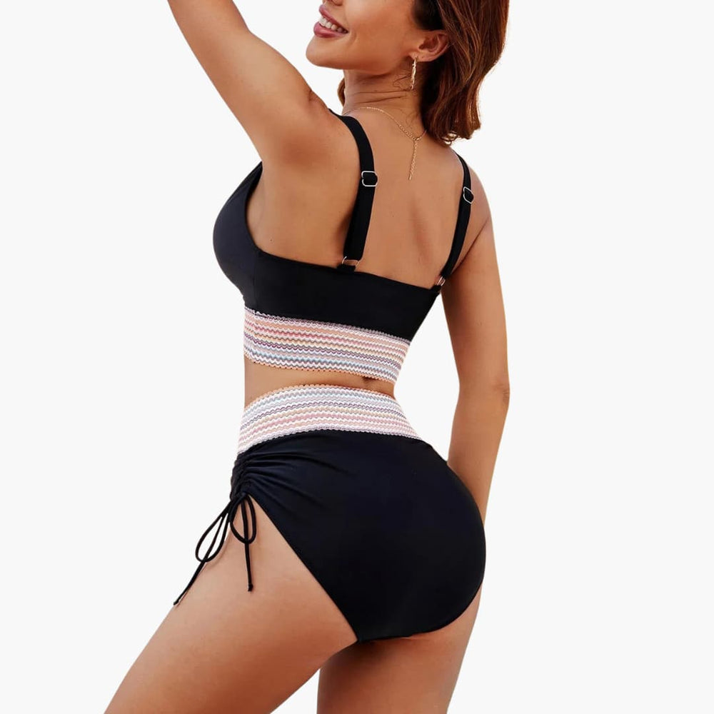 Elegant high-waisted bikini set - for women with tummy control