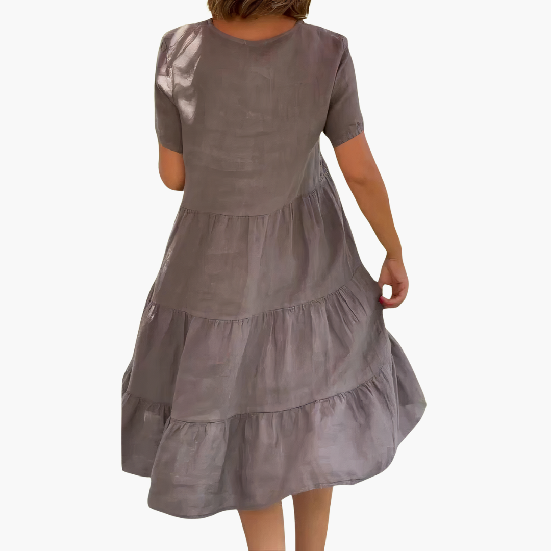 Relaxed Fit V-neck Dress for Women - Casual & Flowing Style