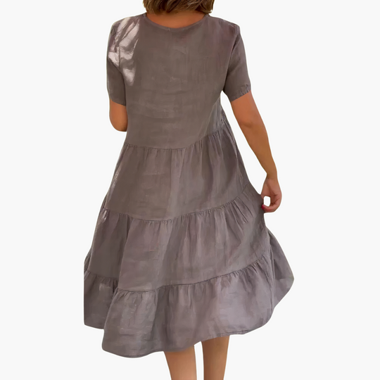 Relaxed Fit V-neck Dress for Women - Casual & Flowing Style