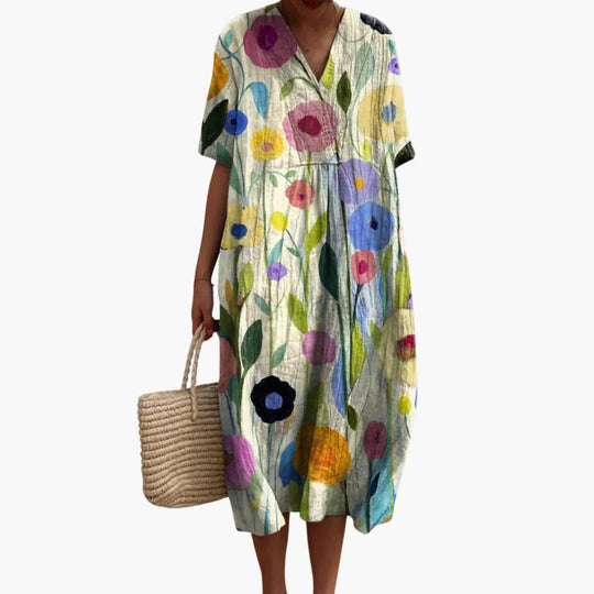 Floral Summer Midi Dress - Lightweight Cotton for Women