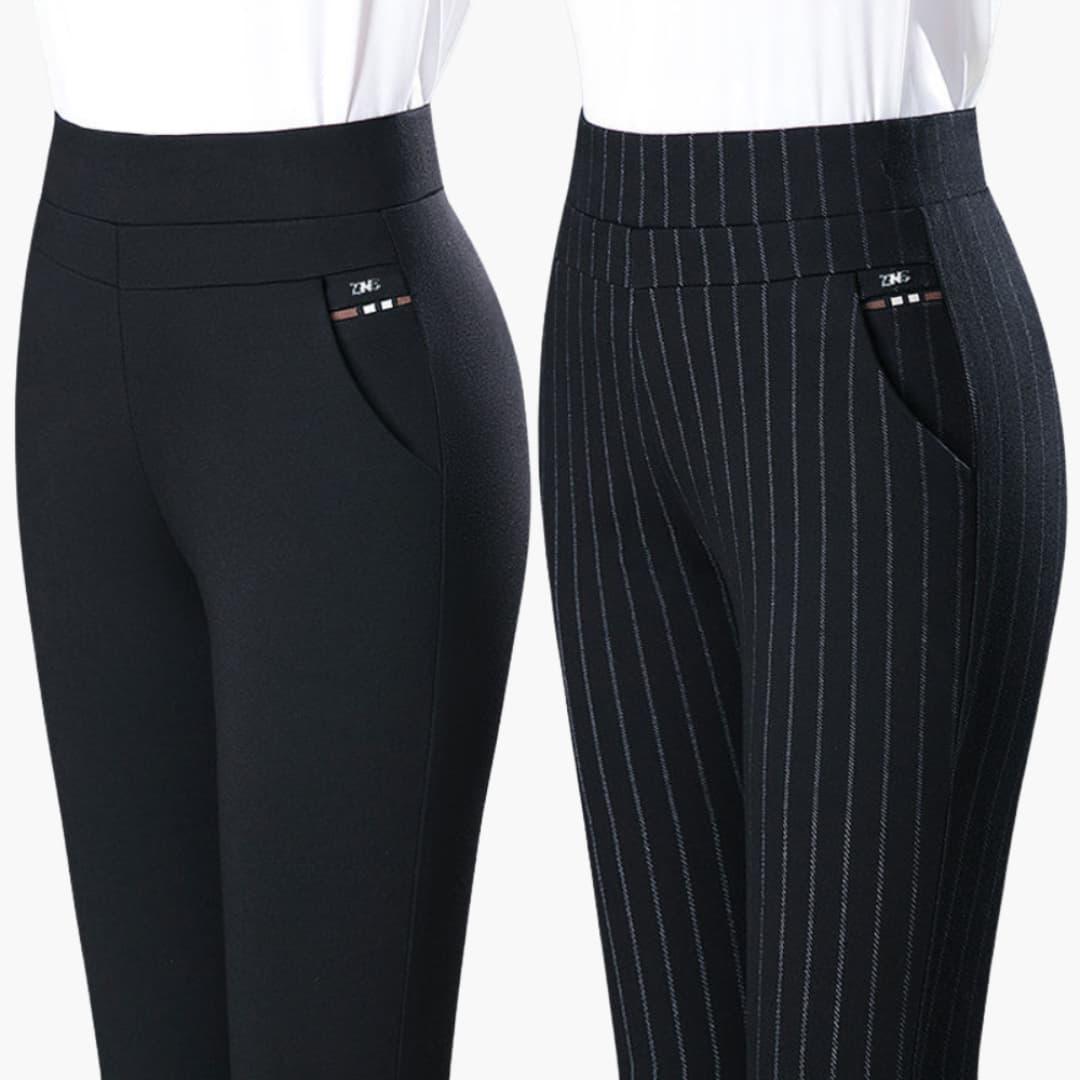 High Waisted Stretch Trousers for Women - Slim Fit Office