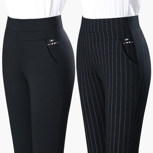 High Waisted Stretch Trousers for Women - Slim Fit Office