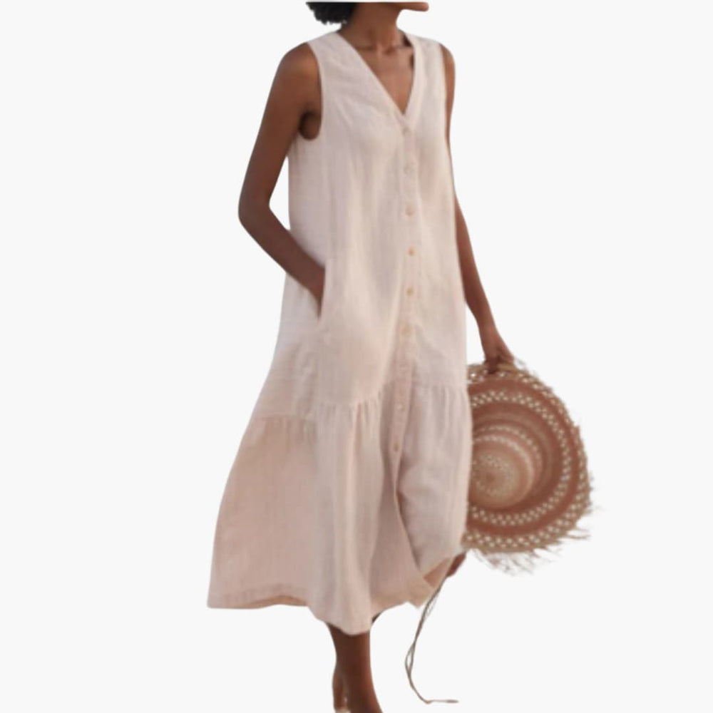 Button-Down Midi Dress for Women - Casual Summer Style - IsabellaMae