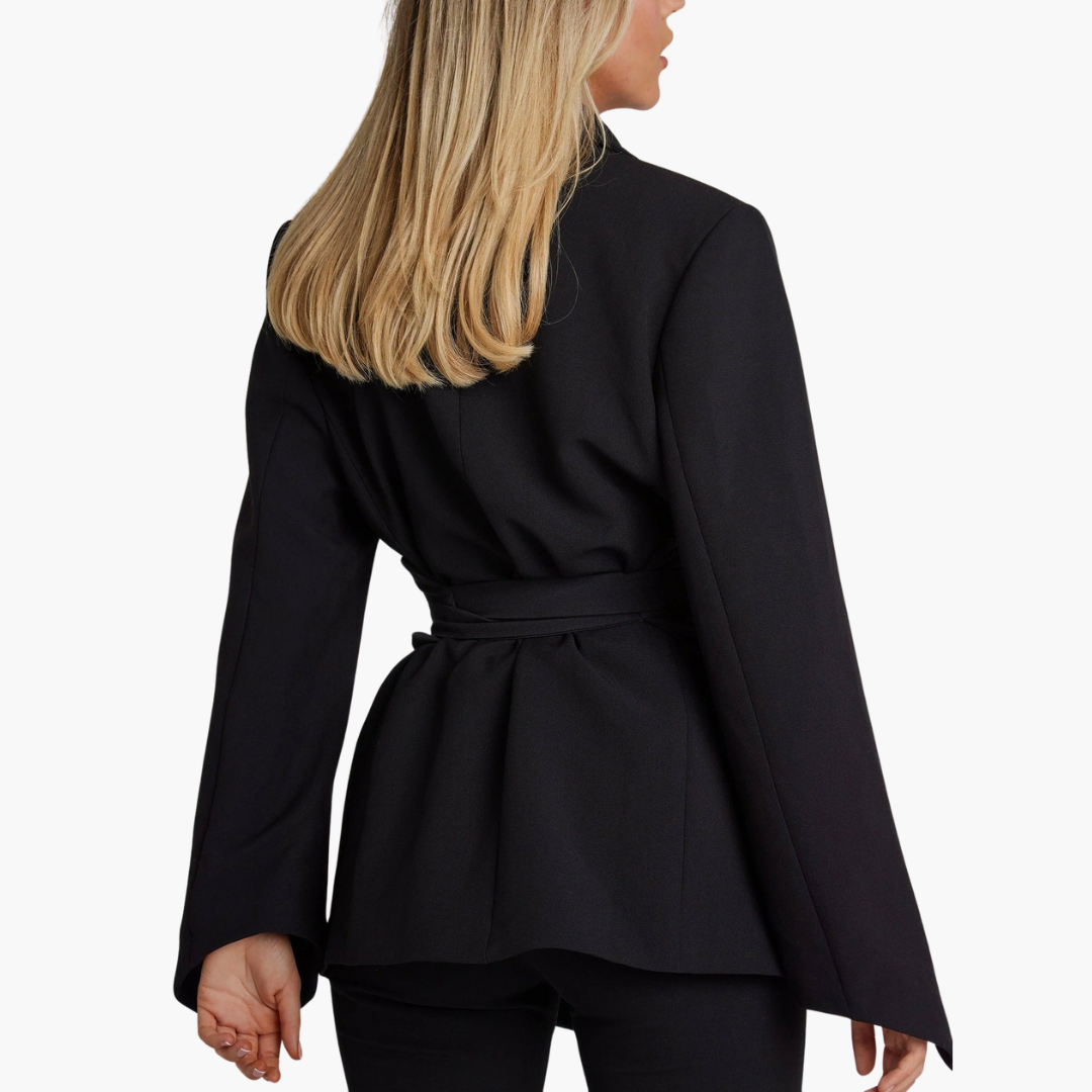 Blazer with Belt for Women - Stylish Tailored Design - IsabellaMae