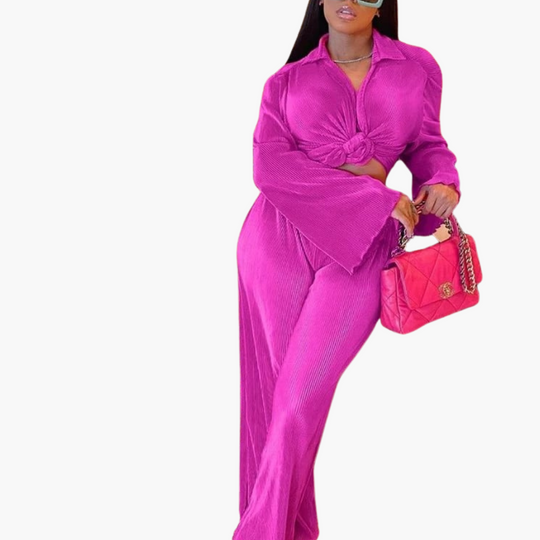 Elegant Pleated Co-ord Set - Women's Summer Outfit