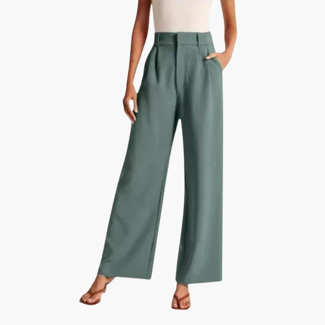 High Waist Wide-Leg Pants - Elegant & Comfortable Fit for Women