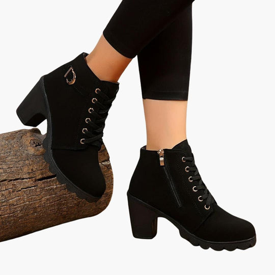 Suede Heeled Ankle Boots – Women's Stylish Winter Footwear