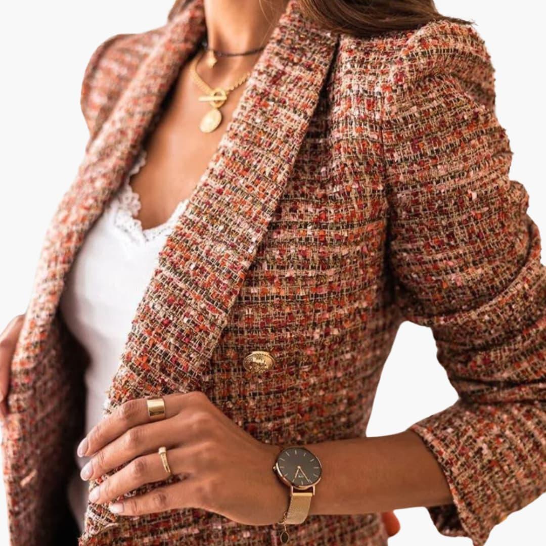 Double-Breasted Tweed Blazer – Women's Tailored Long Fit