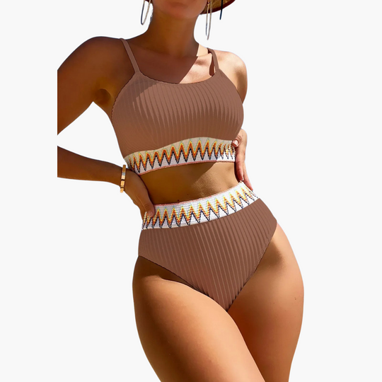 Ribbed High Waist Bikini - Women’s Flattering Swimwear Set