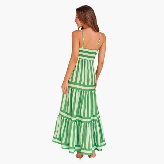 Maxi Dress - Women’s Striped Tiered Sundress for Summer Days