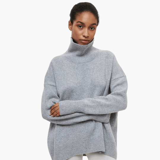 Slim Fit Turtleneck Jumper for Women - Ribbed Knit Style