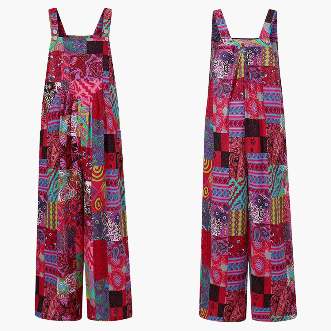 Airy summer jumpsuit - stylish design for women with patchwork