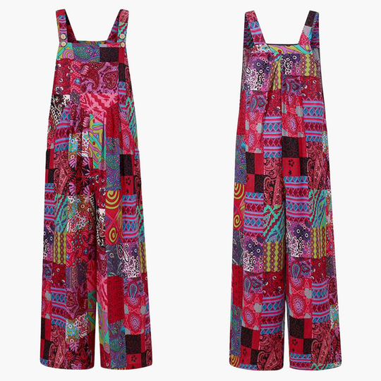 Airy summer jumpsuit - stylish design for women with patchwork