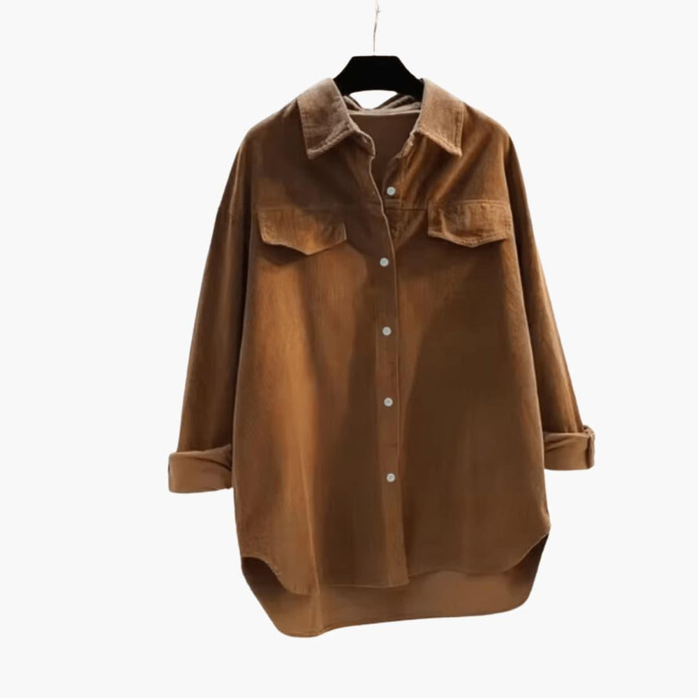 Casual Loose Corduroy Jacket for Women - Soft & Stylish Layering - IsabellaMae