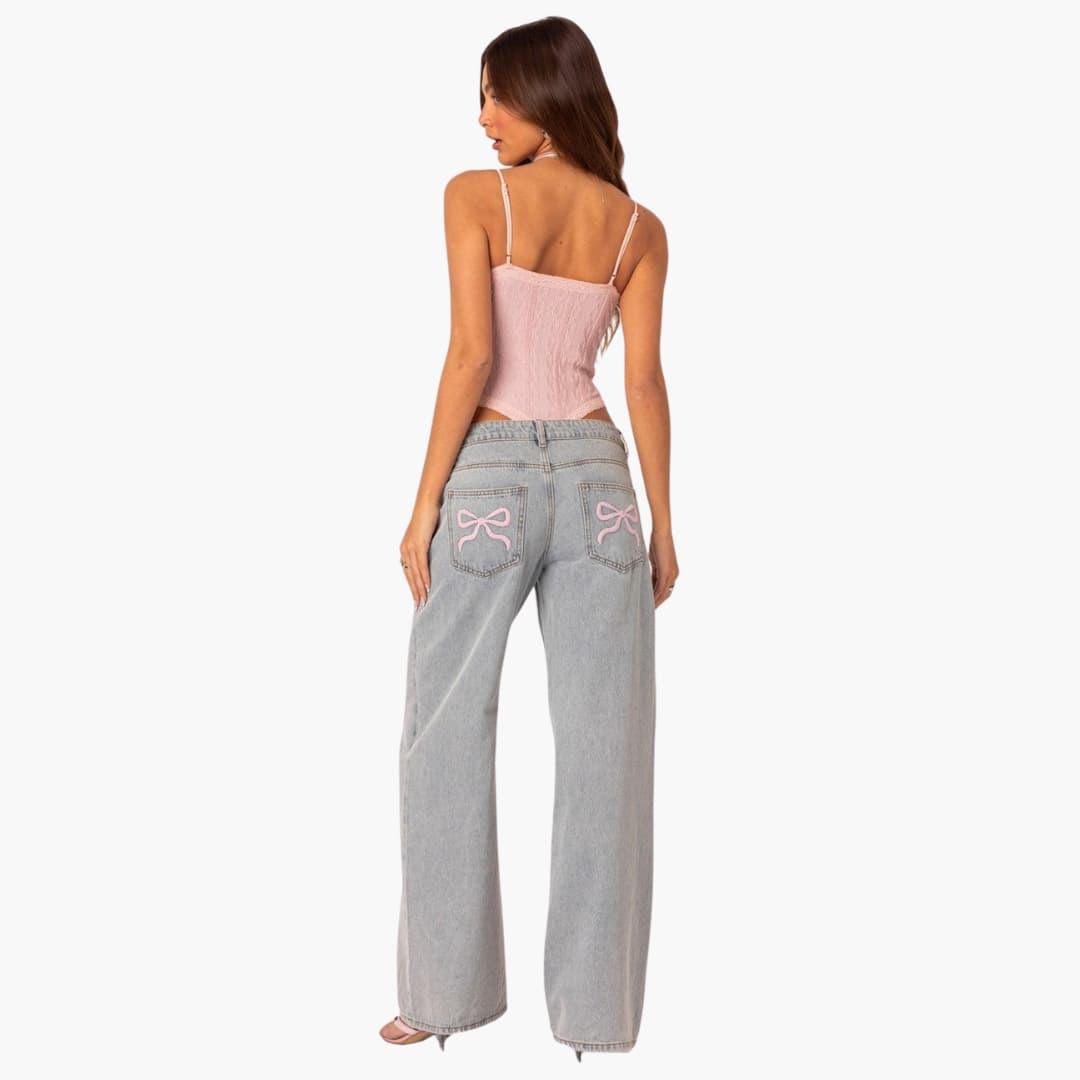 Wide-Leg Light Wash Jeans for Women - Trendy & Comfortable
