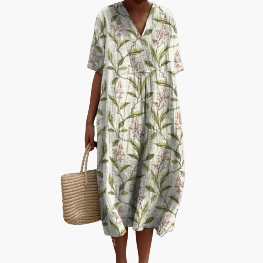 Floral Summer Midi Dress - Lightweight Cotton for Women