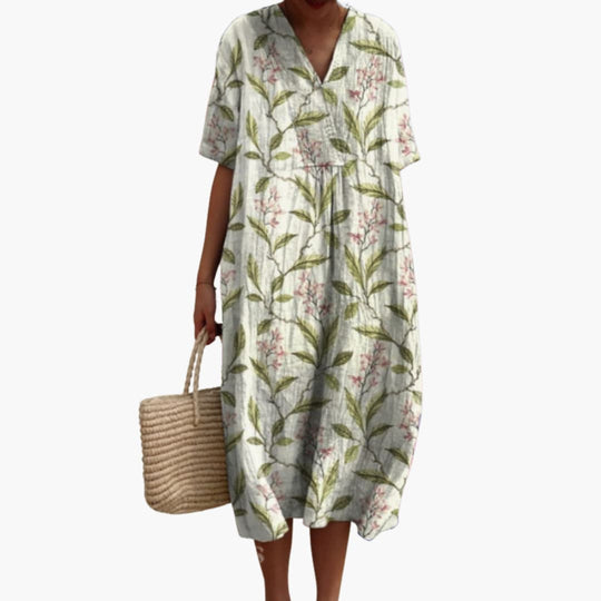 Floral Summer Midi Dress - Lightweight Cotton for Women