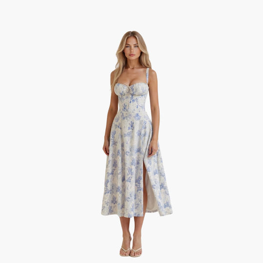Waist Tie Midi Dress for Women - Elegant and Flattering Fit
