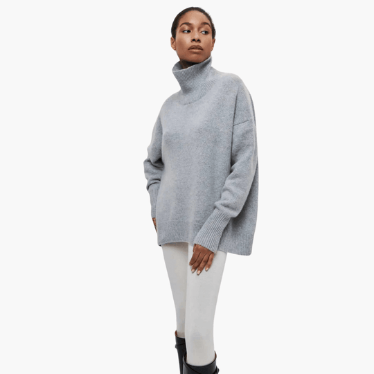 Slim Fit Turtleneck Jumper for Women - Ribbed Knit Style