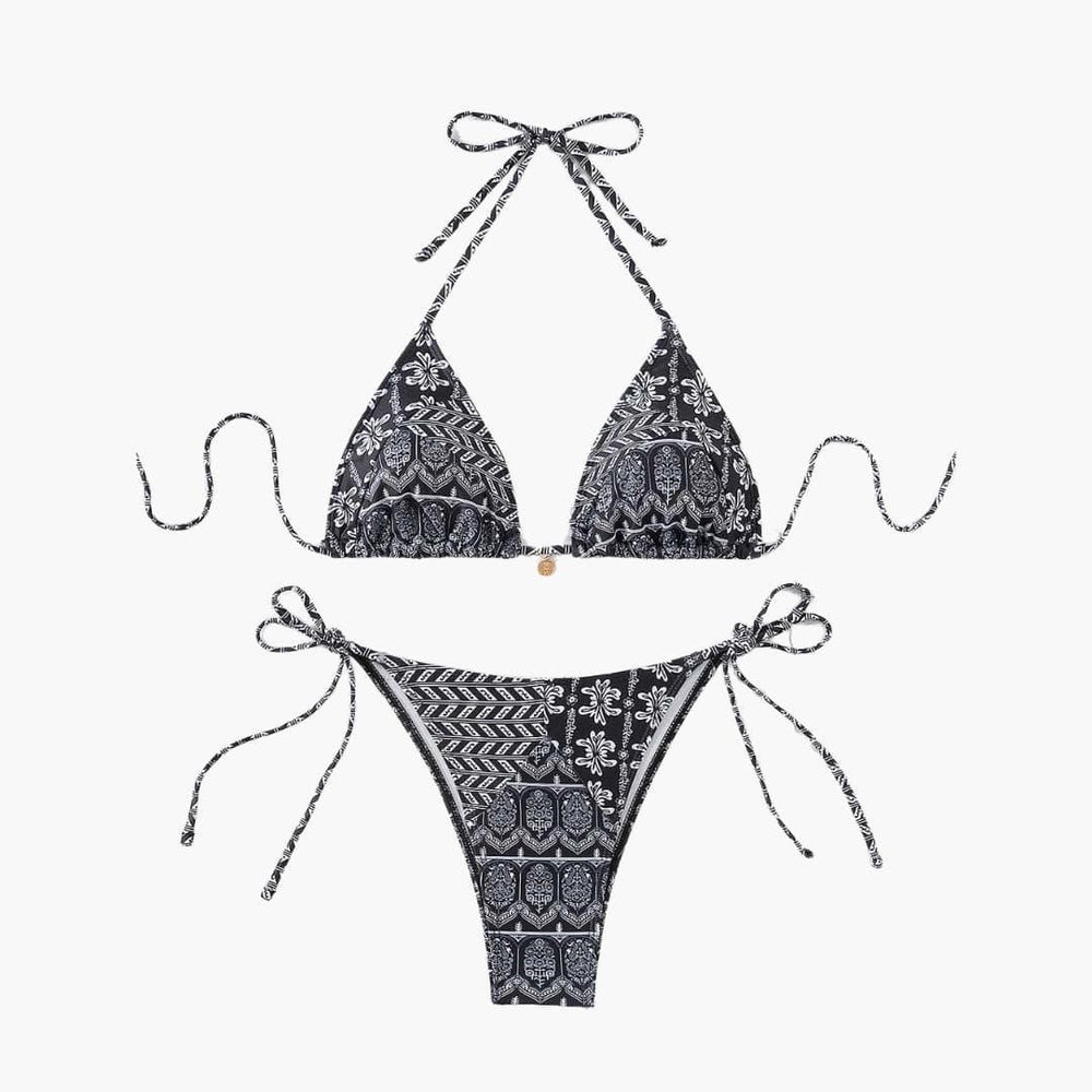 Boho Bikini Set for Women - Adjustable Triangle Tie Swimsuit - IsabellaMae