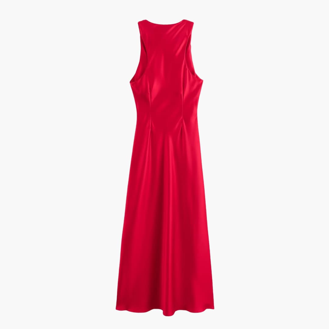 Cowl Neck Midi Dress for Women - Ruched Waist Party Style