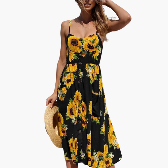 Printed Beach Midi Dress - Women's Sexy Summer Holiday Wear