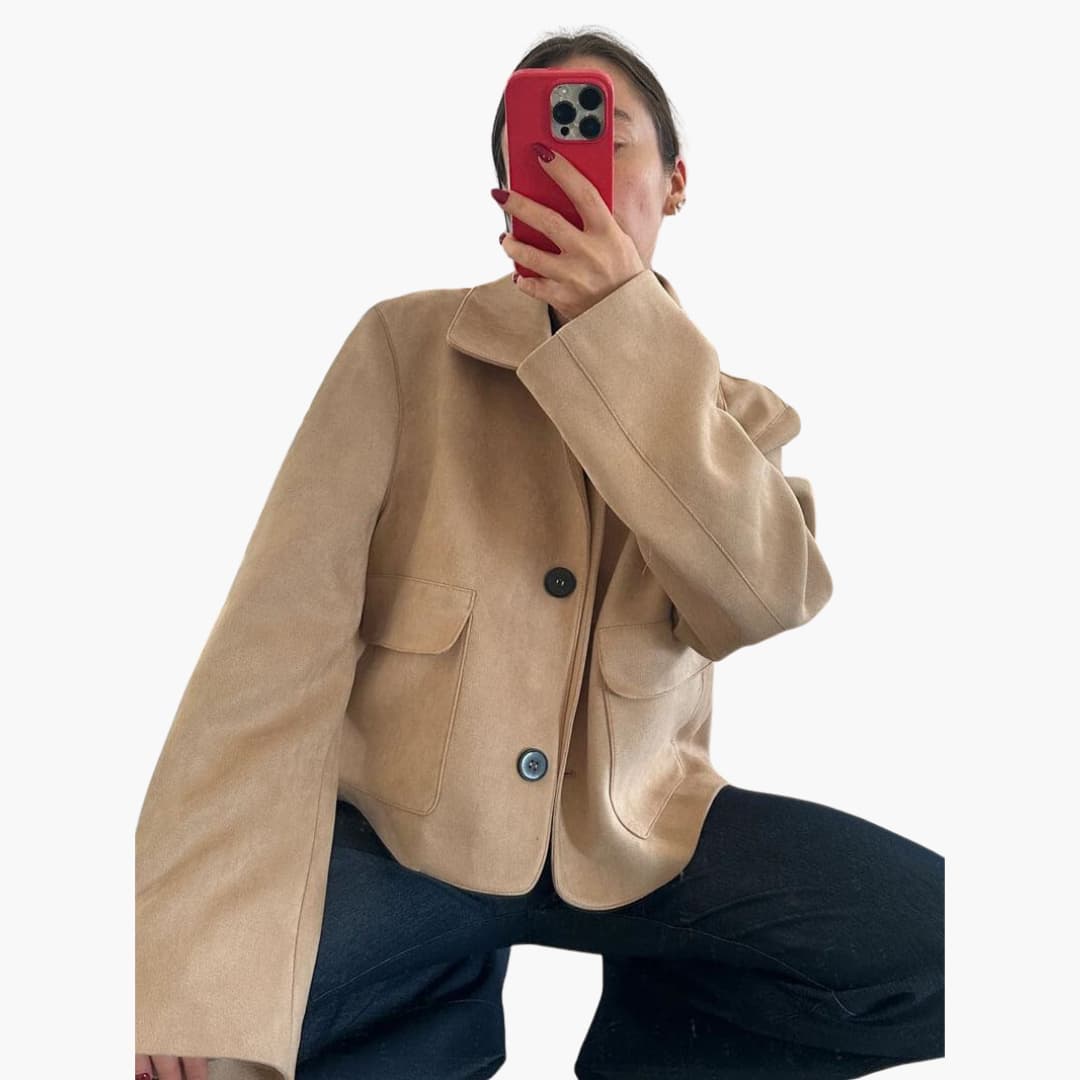 Trendy Button-Up Jacket - Women's Casual Smart Outerwear