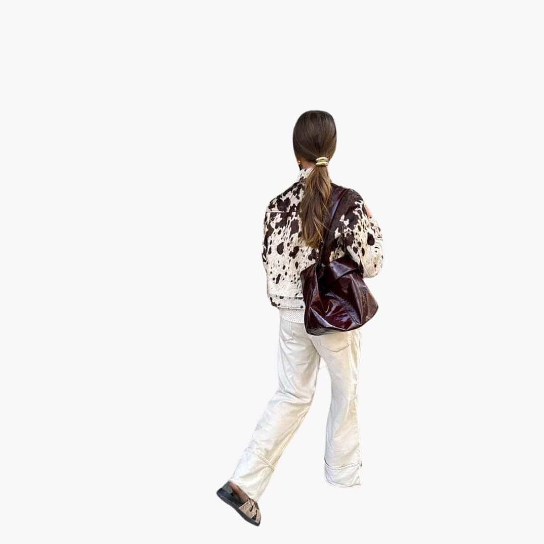 Cow Print Denim Jacket – Women's Western Button-Up Coat