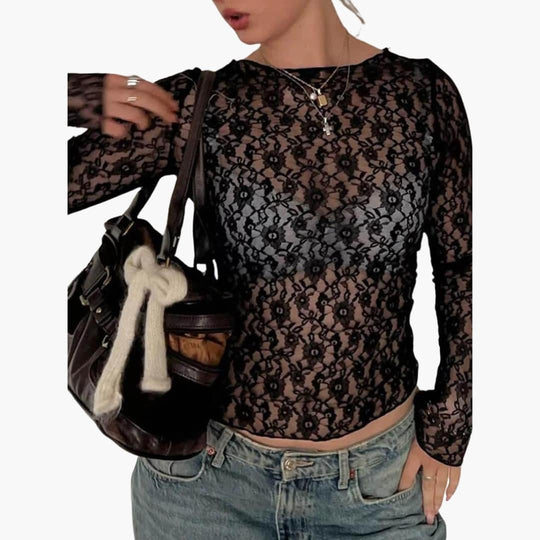 Sheer Lace Blouse for Women - Elegant & Breathable Fit