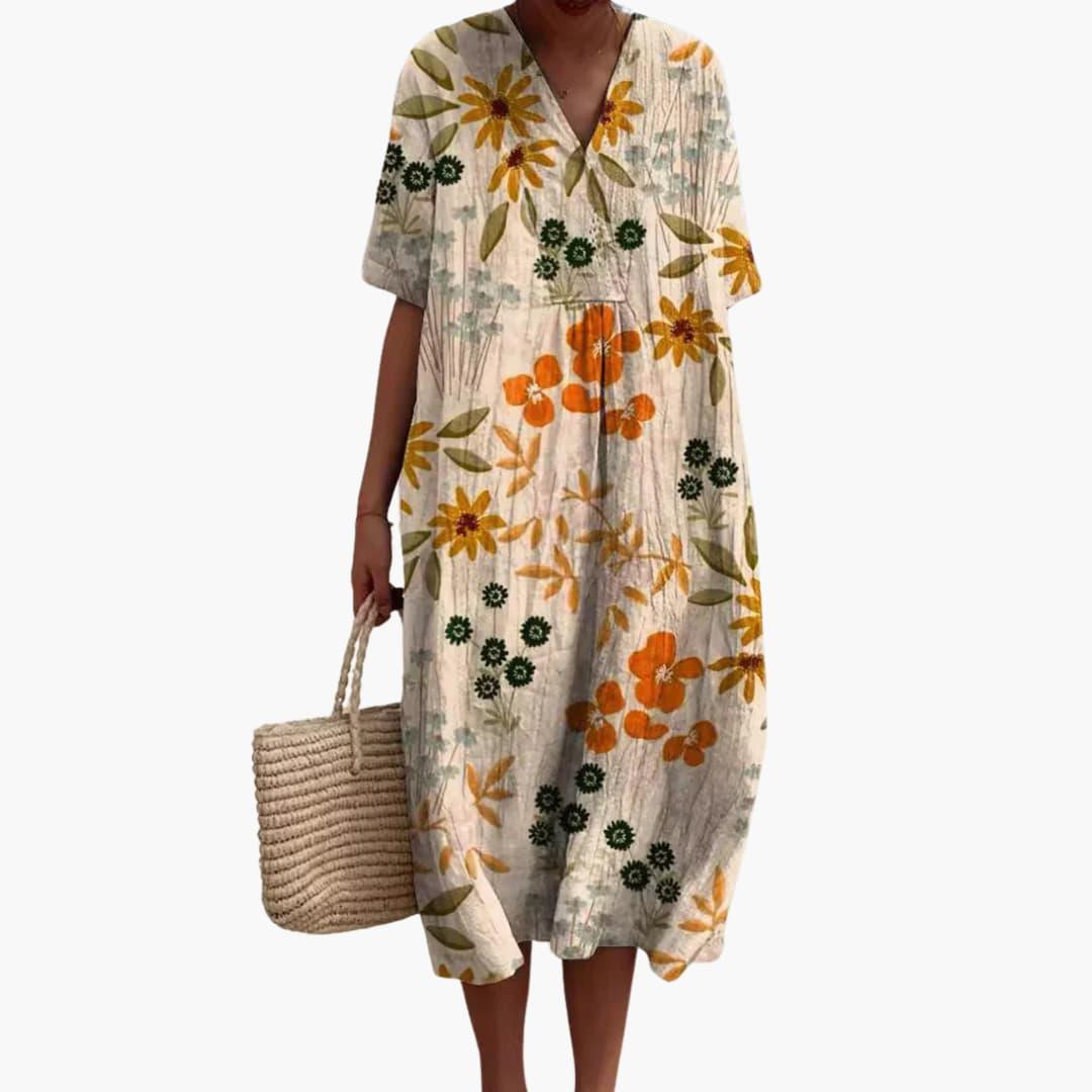 Floral Summer Midi Dress - Lightweight Cotton for Women