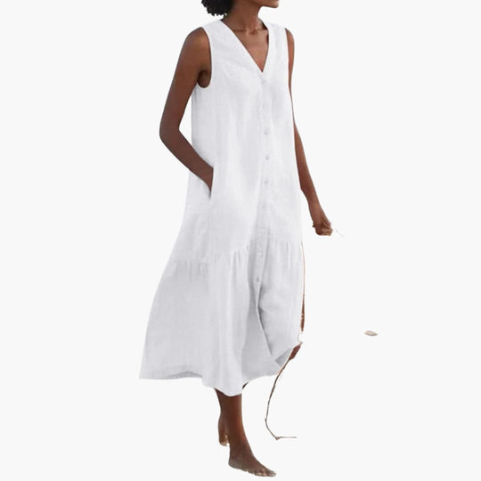 Button-Down Midi Dress for Women - Casual Summer Style - IsabellaMae