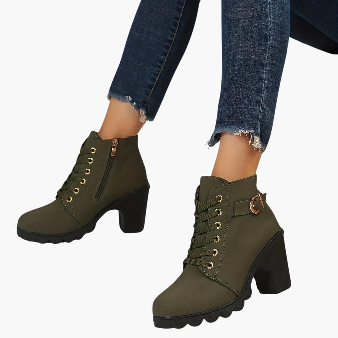 Suede Heeled Ankle Boots – Women's Stylish Winter Footwear