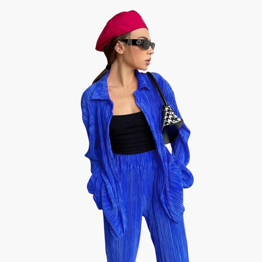 Elegant Pleated Co-ord Set - Women's Summer Outfit