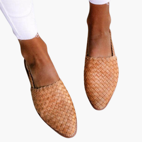 Braided Leather Slingbacks for Women - Flat Summer Shoes - IsabellaMae