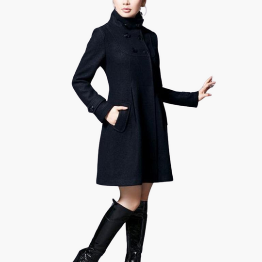 Fit & Flare Winter Coat – Women's Hooded Buttoned Elegance