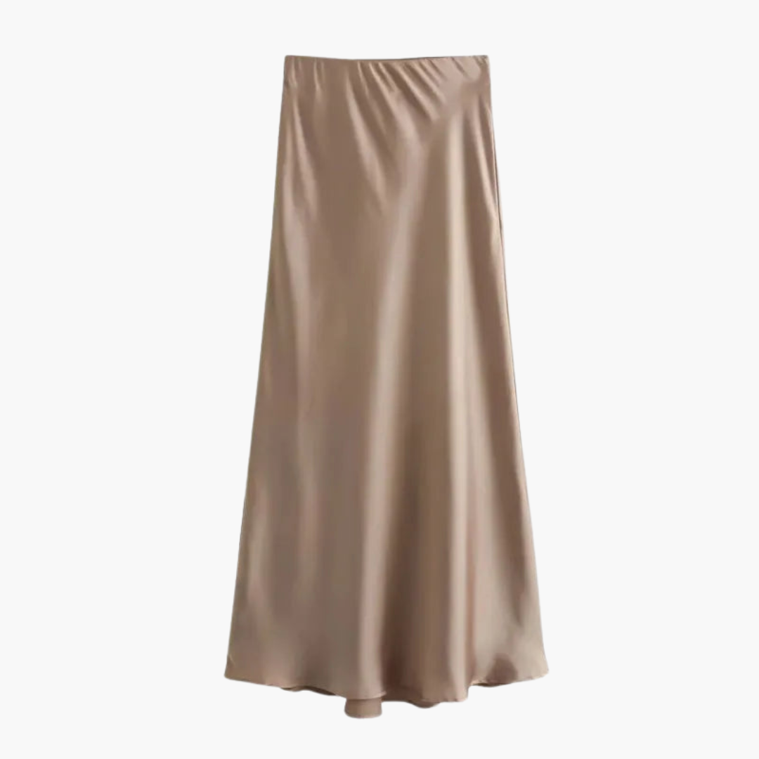Elegant Satin High-Waist Midi Skirt – Women's Flattering Fit